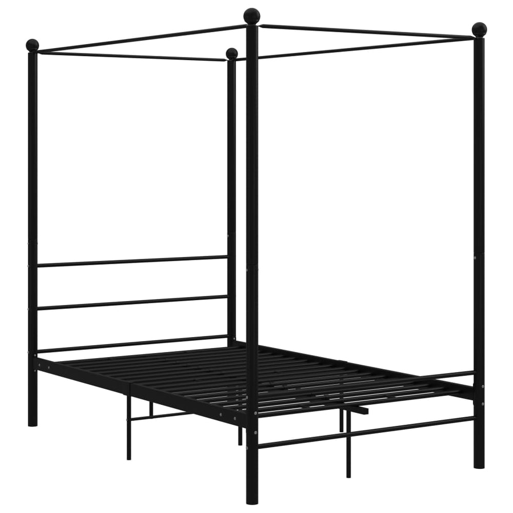 vidaXL Four-Poster Bed Black Metal 120x200 cm
