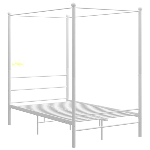 vidaXL White Metal Four-Poster Bed 120x200 cm
