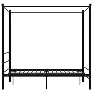 vidaXL Four-Poster Bed Black Metal 140x200 cm