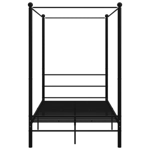 vidaXL Four-Poster Bed Black Metal 140x200 cm