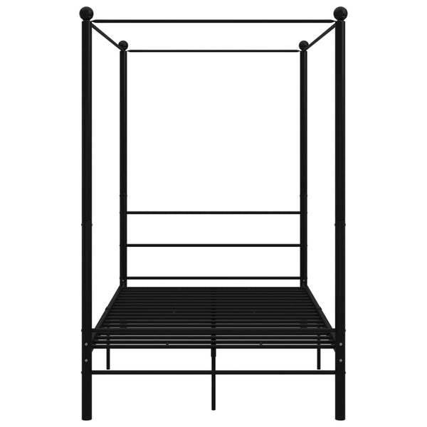 vidaXL Four-Poster Bed Black Metal 140x200 cm