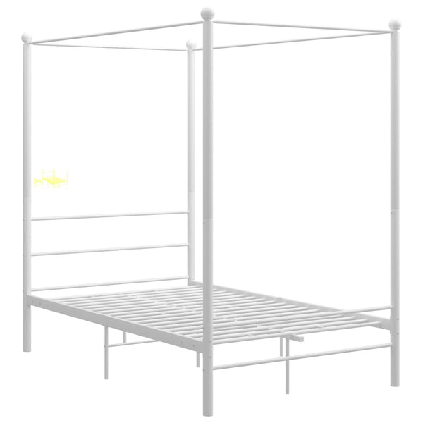 vidaXL Four-Poster Bed White Metal 140x200 cm