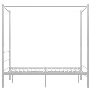vidaXL Four-Poster Bed White Metal 140x200 cm