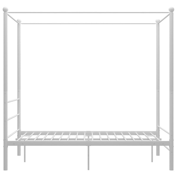 vidaXL Four-Poster Bed White Metal 140x200 cm