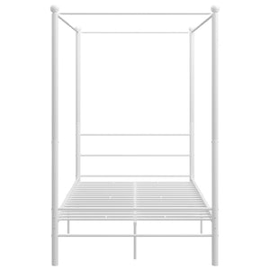 vidaXL Four-Poster Bed White Metal 140x200 cm