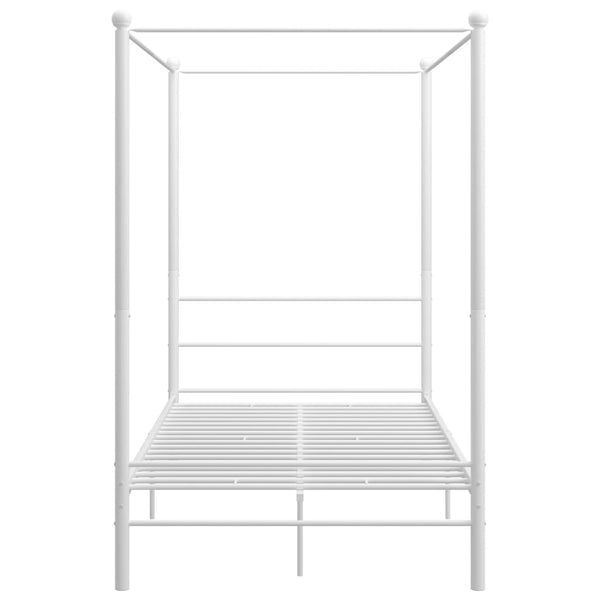 vidaXL Four-Poster Bed White Metal 140x200 cm