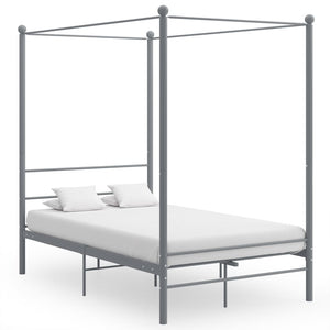 vidaXL Canopy Bed Grey Metal 140x200 cm