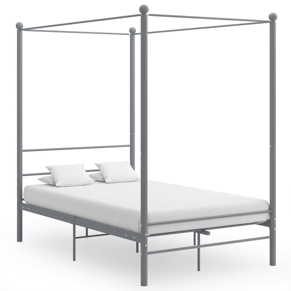 vidaXL Canopy Bed Grey Metal 140x200 cm