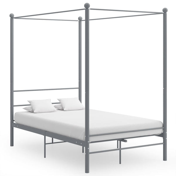 vidaXL Canopy Bed Grey Metal 140x200 cm