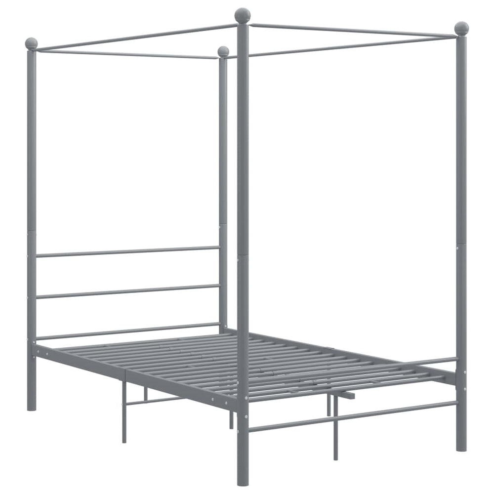 vidaXL Canopy Bed Grey Metal 140x200 cm