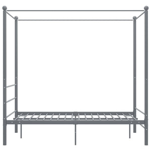 vidaXL Canopy Bed Grey Metal 140x200 cm