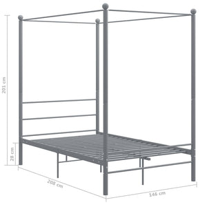 vidaXL Canopy Bed Grey Metal 140x200 cm