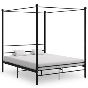 vidaXL Canopy Bed Black Metal 160x200 cm