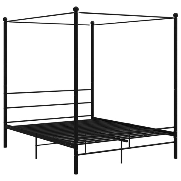 vidaXL Canopy Bed Black Metal 160x200 cm