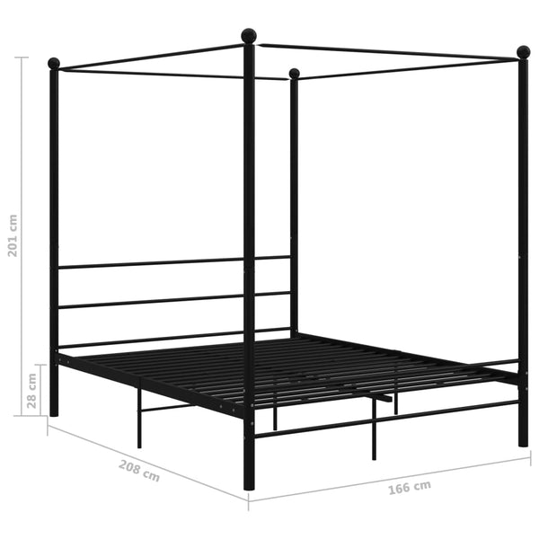 vidaXL Canopy Bed Black Metal 160x200 cm