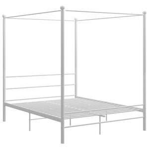 vidaXL Four-Poster Bed White Metal 160x200 cm