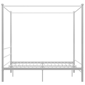 vidaXL Four-Poster Bed White Metal 160x200 cm