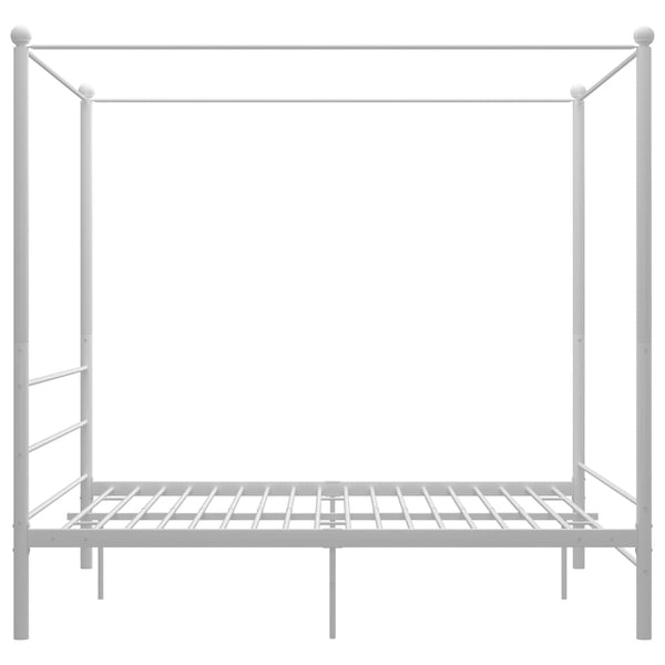 vidaXL Four-Poster Bed White Metal 160x200 cm