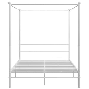 vidaXL Four-Poster Bed White Metal 160x200 cm