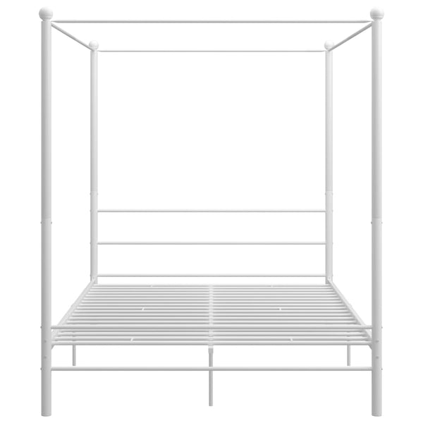 vidaXL Four-Poster Bed White Metal 160x200 cm