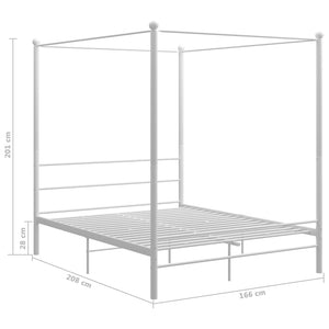 vidaXL Four-Poster Bed White Metal 160x200 cm
