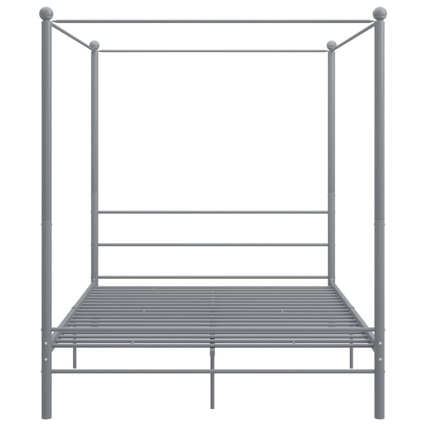 vidaXL Canopy Bed Grey Metal 160x200 cm