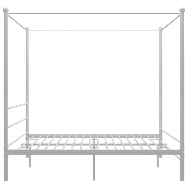 vidaXL Four-Poster Bed White Metal 180x200 cm