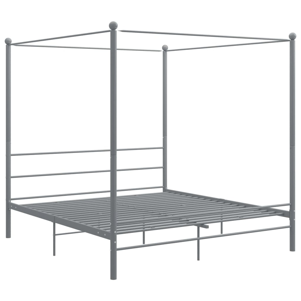 vidaXL Four-Poster Bed Grey Metal 180x200 cm