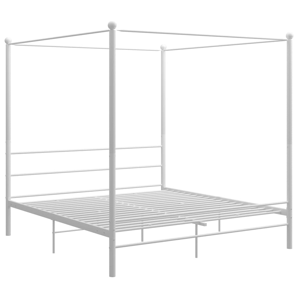 vidaXL Four-Poster Bed White Metal 200x200 cm
