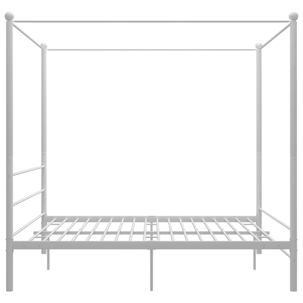 vidaXL Four-Poster Bed White Metal 200x200 cm