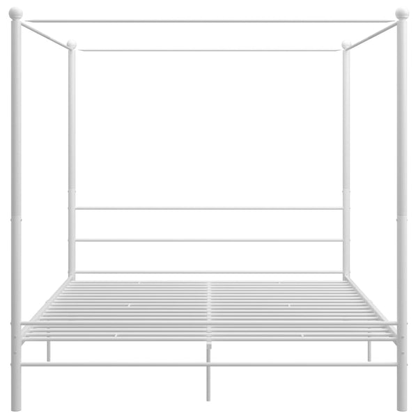 vidaXL Four-Poster Bed White Metal 200x200 cm