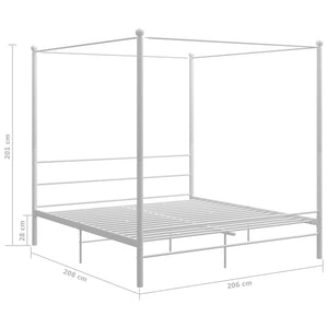 vidaXL Four-Poster Bed White Metal 200x200 cm