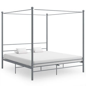 vidaXL Canopy Bed Grey Metal 200x200 cm