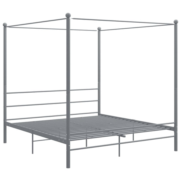 vidaXL Canopy Bed Grey Metal 200x200 cm