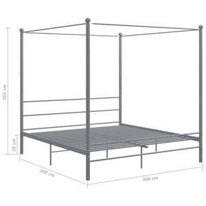vidaXL Canopy Bed Grey Metal 200x200 cm