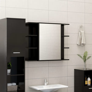 vidaXL 4-Piece Bathroom Furniture Set Black Engineered Wood