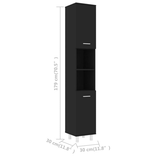 vidaXL 4-Piece Bathroom Furniture Set Black Engineered Wood