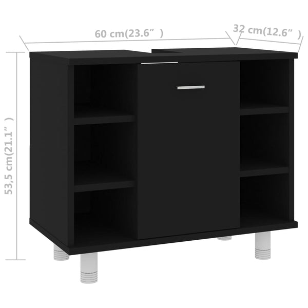 vidaXL 4-Piece Bathroom Furniture Set Black Engineered Wood