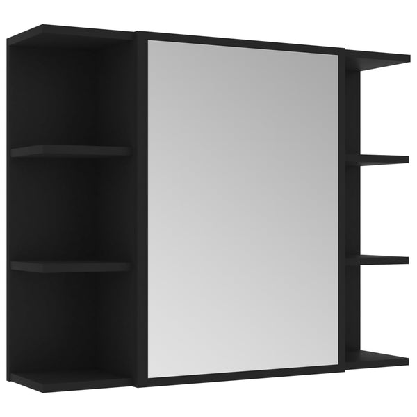 vidaXL 4-Piece Bathroom Furniture Set Black Engineered Wood