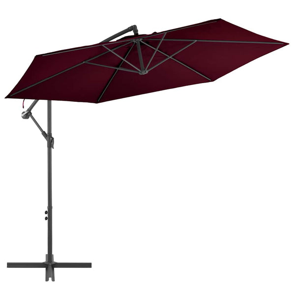 vidaXL Cantilever Umbrella with Aluminum Pole 300 cm Burgundy