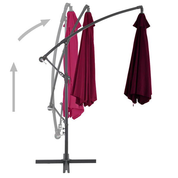 vidaXL Cantilever Umbrella with Aluminum Pole 300 cm Burgundy