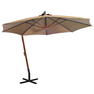 vidaXL Cantilever Parasol with Mast Taupe 3.5x2.9 m Solid Fir Wood