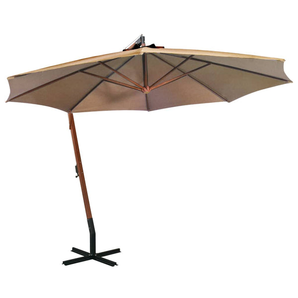 vidaXL Cantilever Parasol with Mast Taupe 3.5x2.9 m Solid Fir Wood