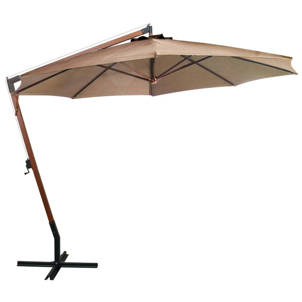 vidaXL Cantilever Parasol with Mast Taupe 3.5x2.9 m Solid Fir Wood