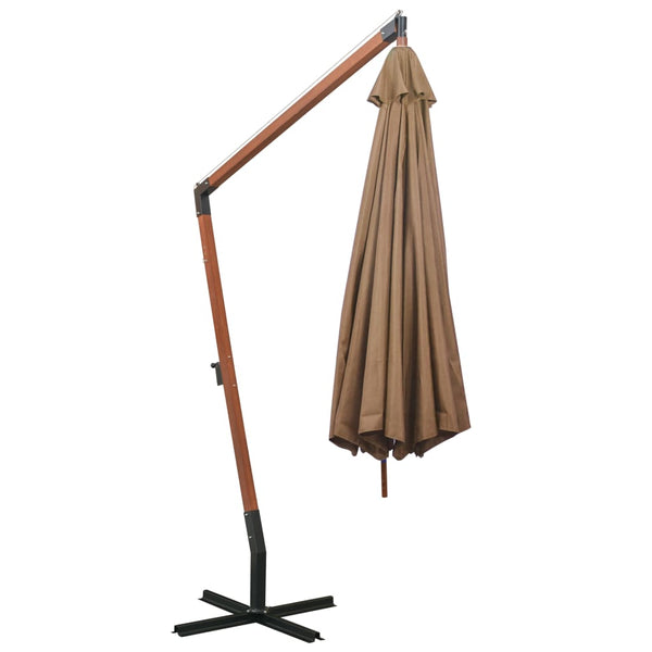 vidaXL Cantilever Parasol with Mast Taupe 3.5x2.9 m Solid Fir Wood