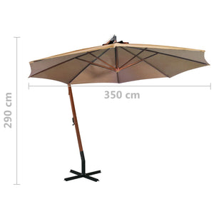 vidaXL Cantilever Parasol with Mast Taupe 3.5x2.9 m Solid Fir Wood