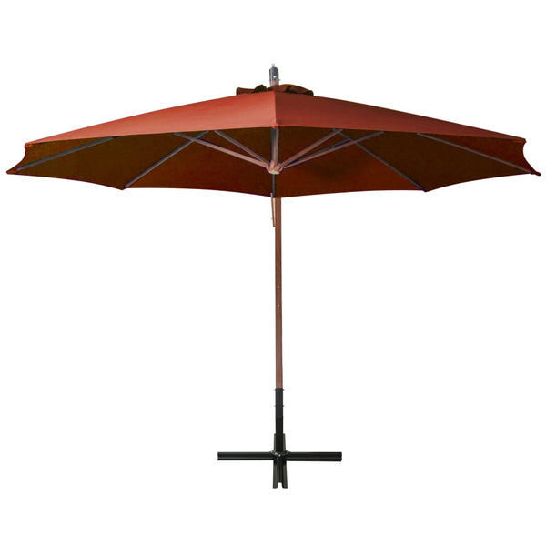 vidaXL Cantilever Parasol with Pole Terracotta 3.5x2.9 m Solid Fir Wood