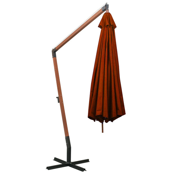 vidaXL Cantilever Parasol with Pole Terracotta 3.5x2.9 m Solid Fir Wood