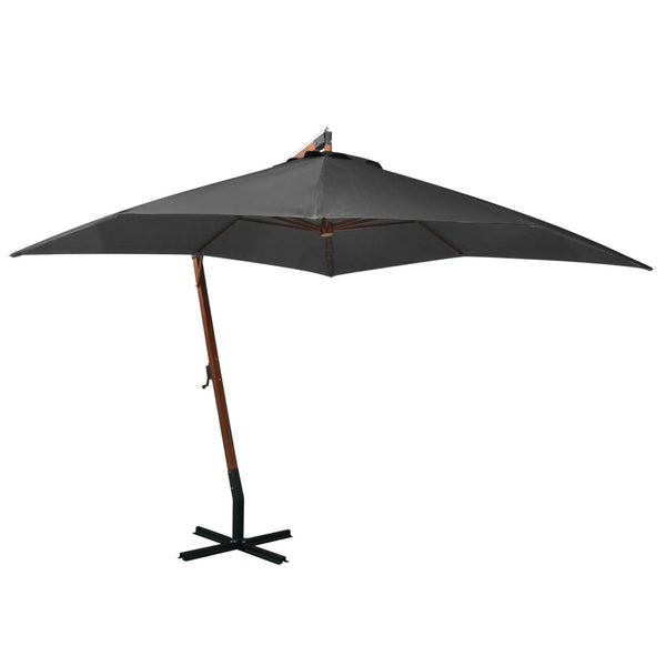 vidaXL Cantilever Parasol with Pole Anthracite 3x3 m Solid Fir Wood