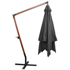 vidaXL Cantilever Parasol with Pole Anthracite 3x3 m Solid Fir Wood
